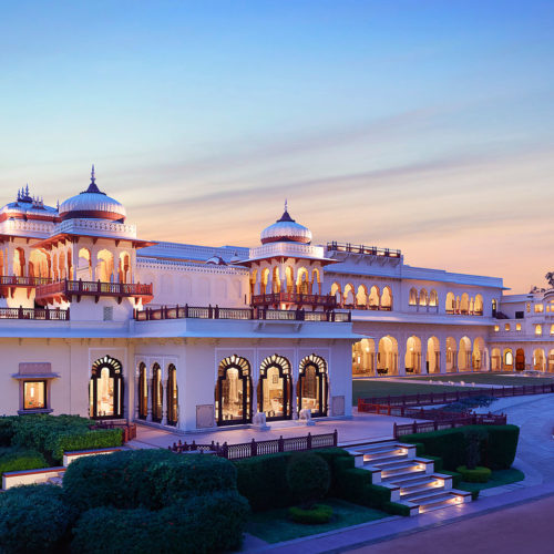 Taj Rambagh Palace at sunset