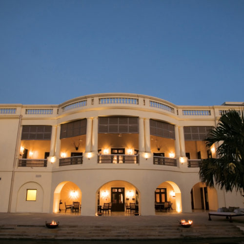 A view of the Taj Nadesar Palace from the outside